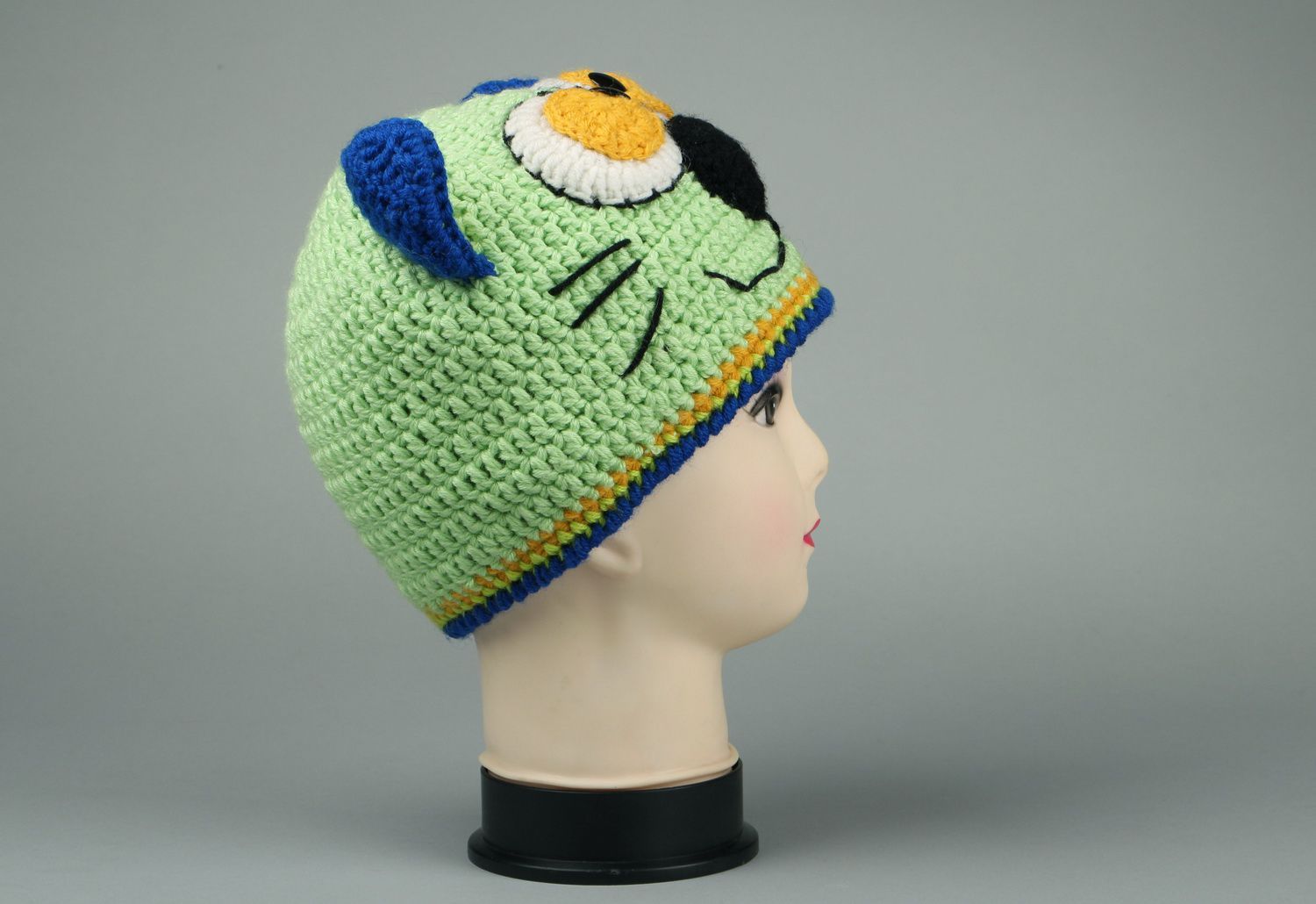Semi-woolen knitted hat Cat photo 1