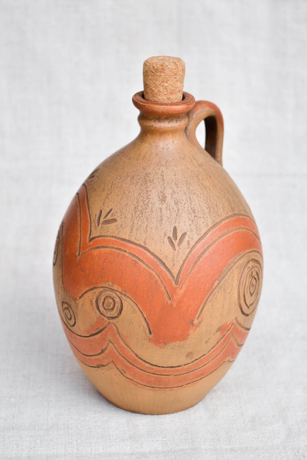 Handmade bemalter Krug aus Ton Keramik Flasche Öko Geschirr Wein Krug mit Korken foto 5