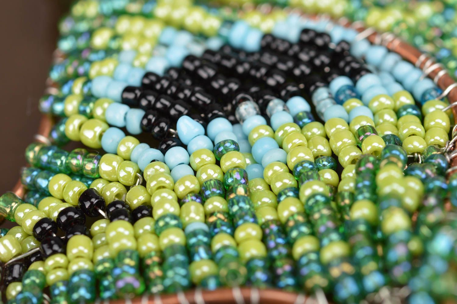 Poisson à suspendre vert décoration originale en perles de rocaille faite main photo 5