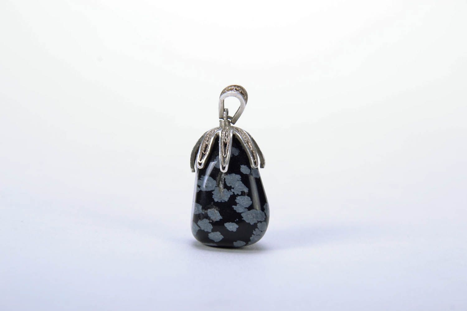 Silver pendant with obsidian photo 2