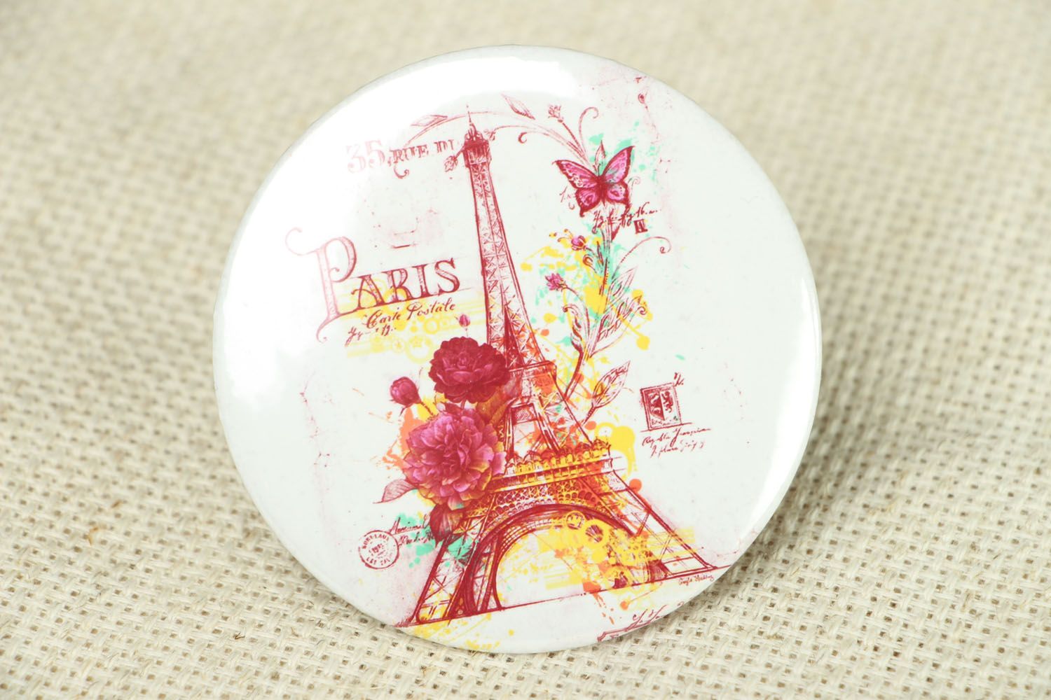 Espelho de bolso pequeno artesanal Paris  foto 1