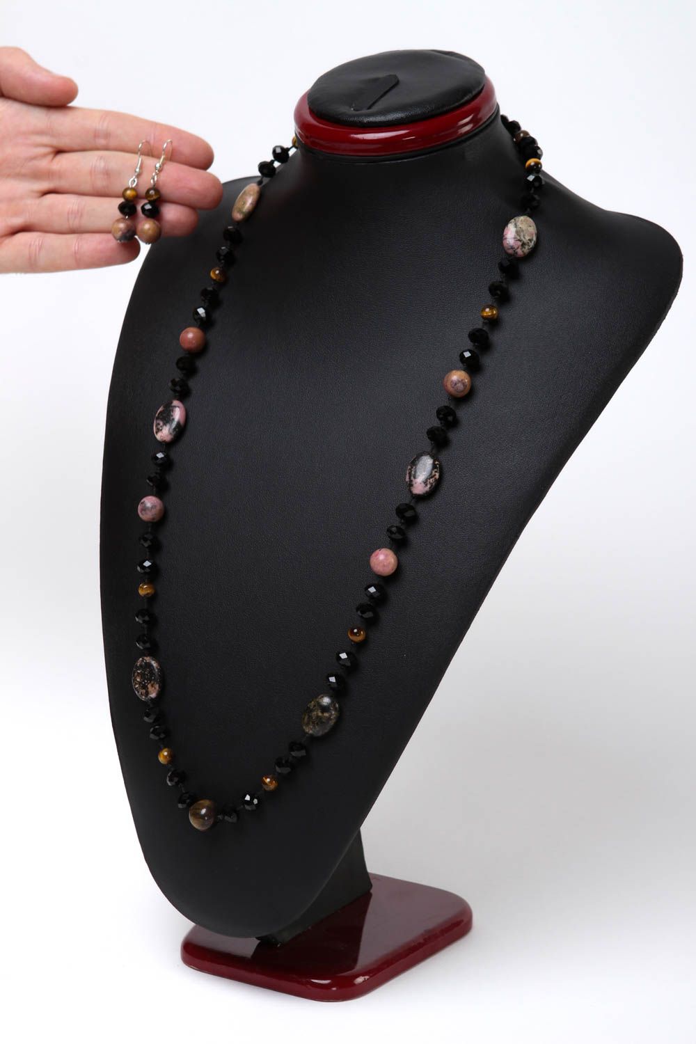 Handmade unusual jewelry set accessories with natural stones elegant jewelry photo 5