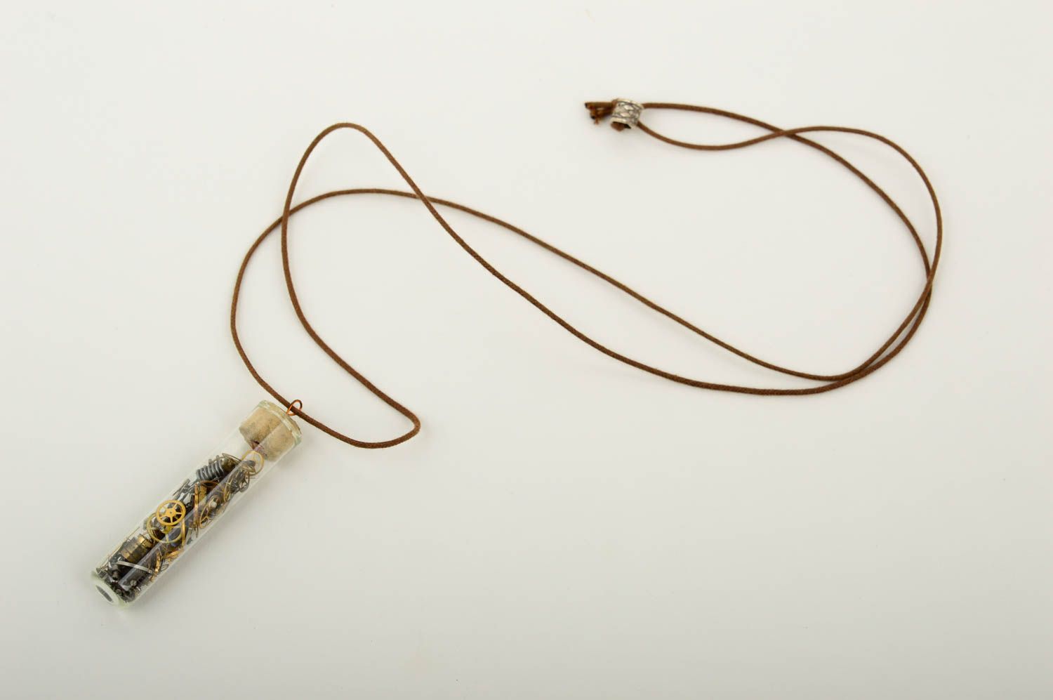 Unusual handmade metal pendant necklace steampunk jewelry neck accessories photo 3