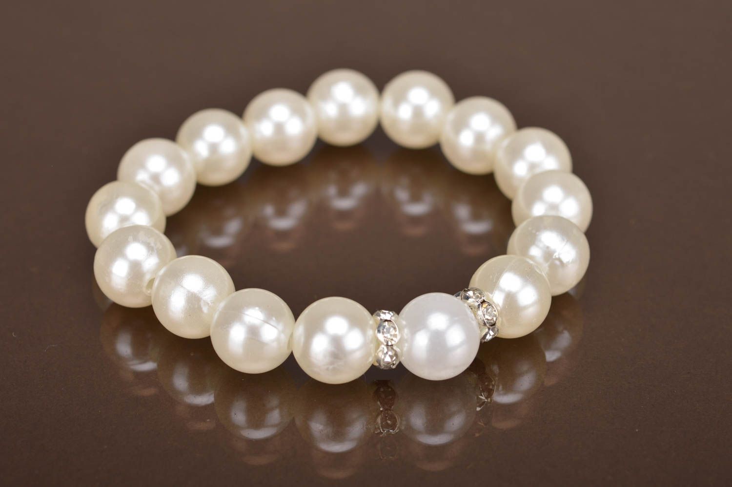 Bracelet with artificial pearls handmade beaded bracelet designer accessory photo 3