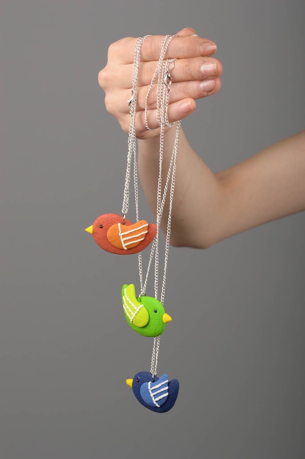 Colgantes artesanales con forma de pájaros accesorios para niñas regalo original foto 5