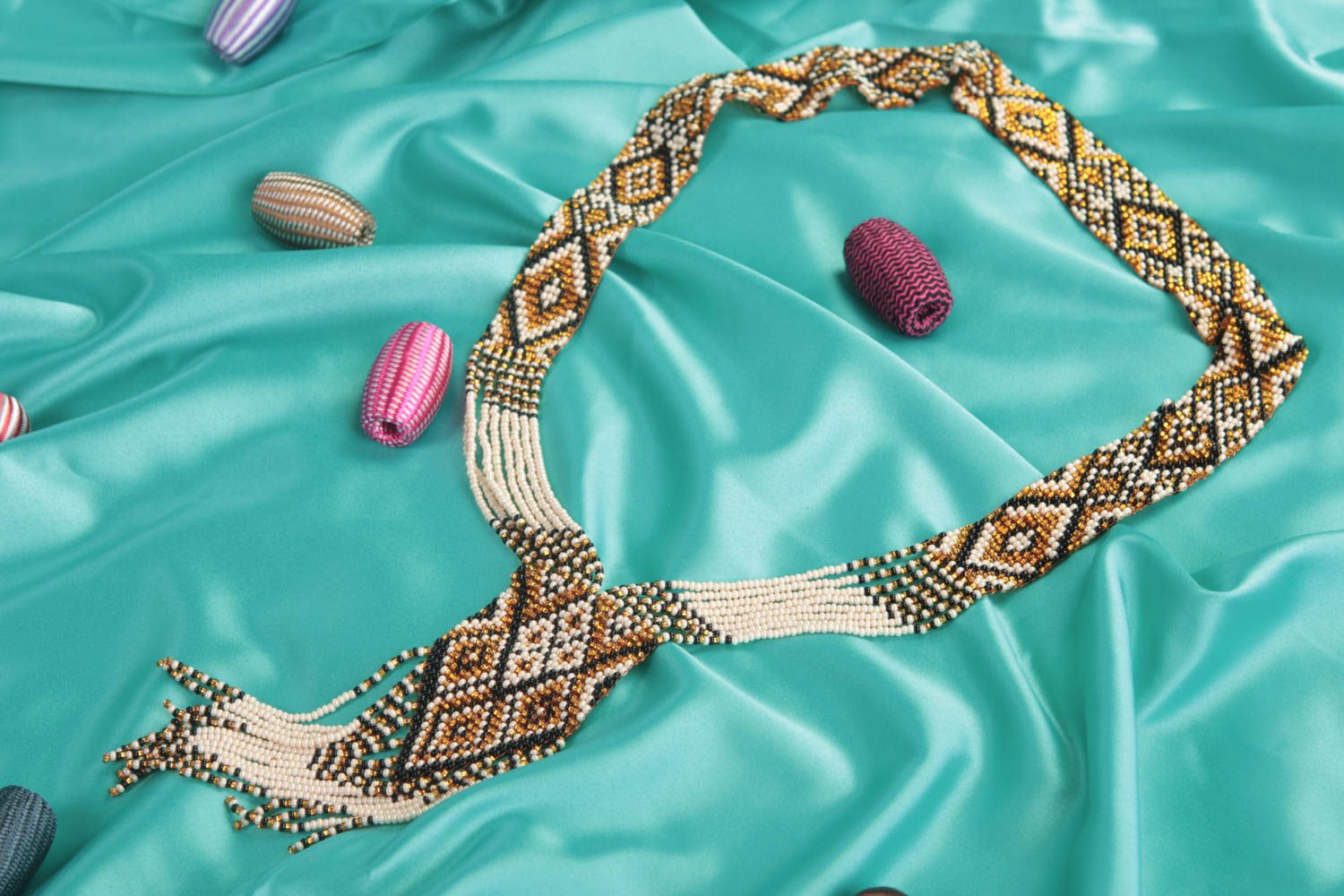 Collier perles rocaille fait main Bijou fantaisie ethnique Accessoire femme photo 1