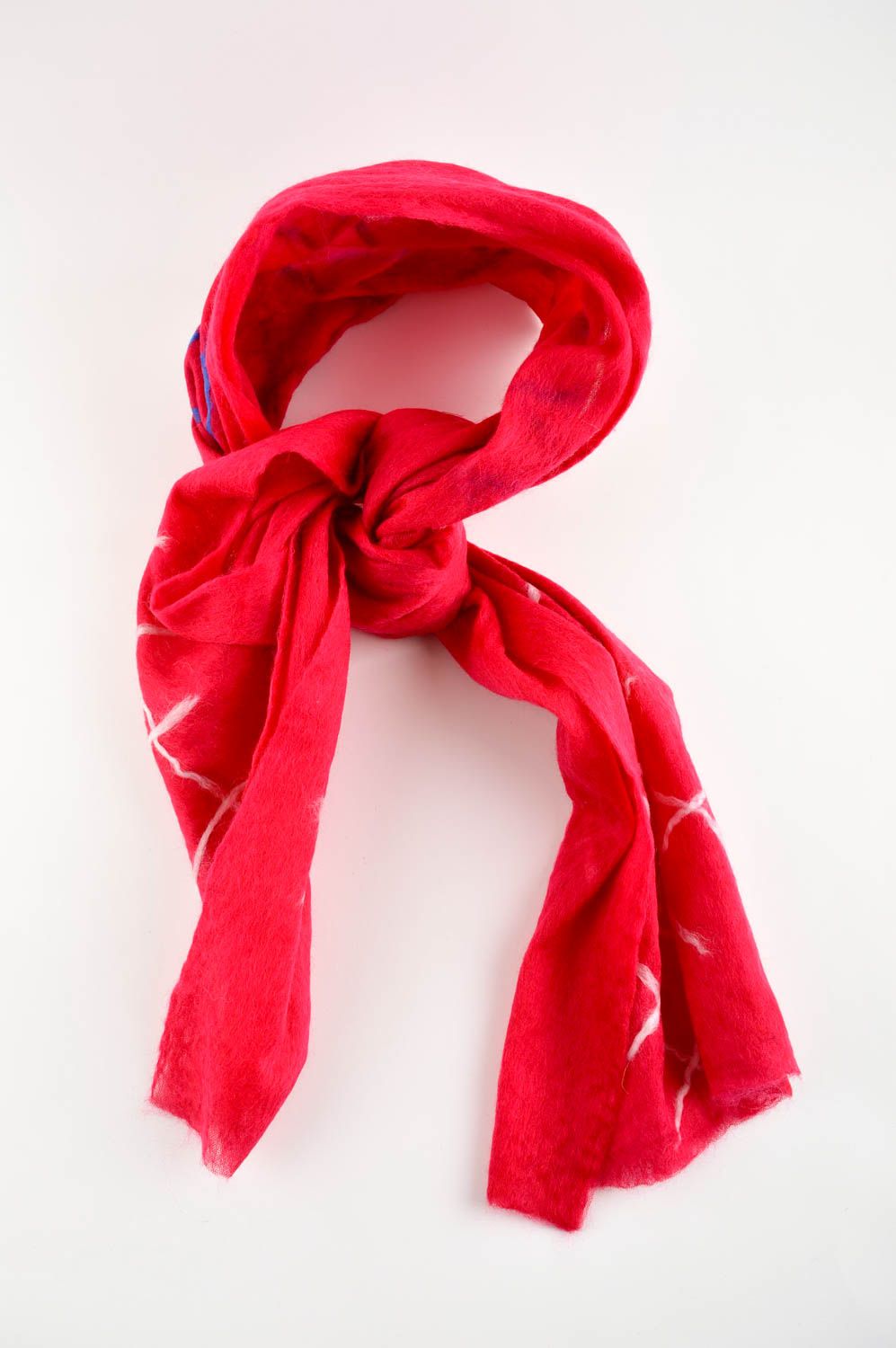 Handmade gefilzter Schal Frauen Accessoire roter Schal aus Wolle gemustert grell foto 2