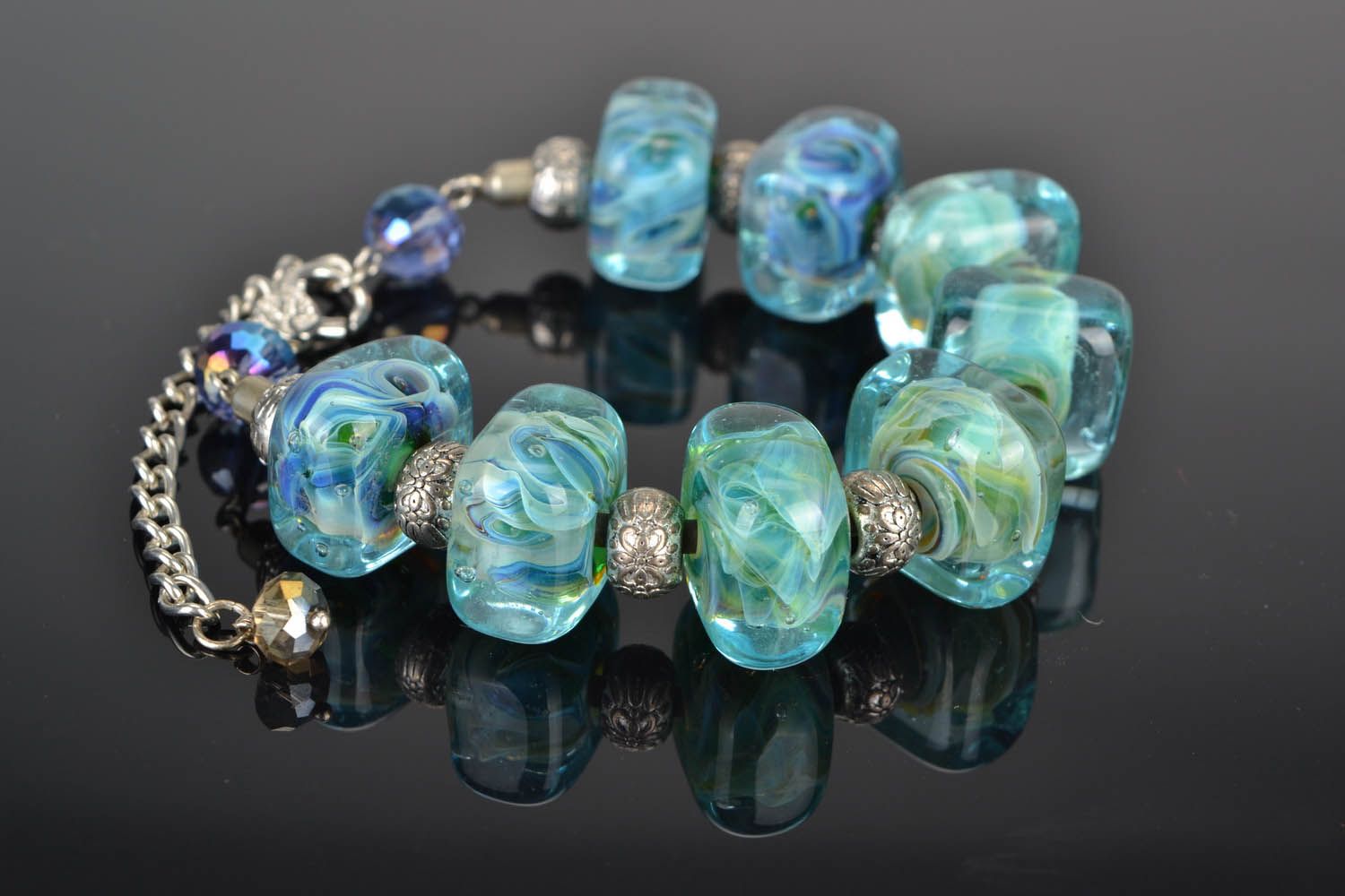 Bracelet en verre au chalumeau Cubes photo 1