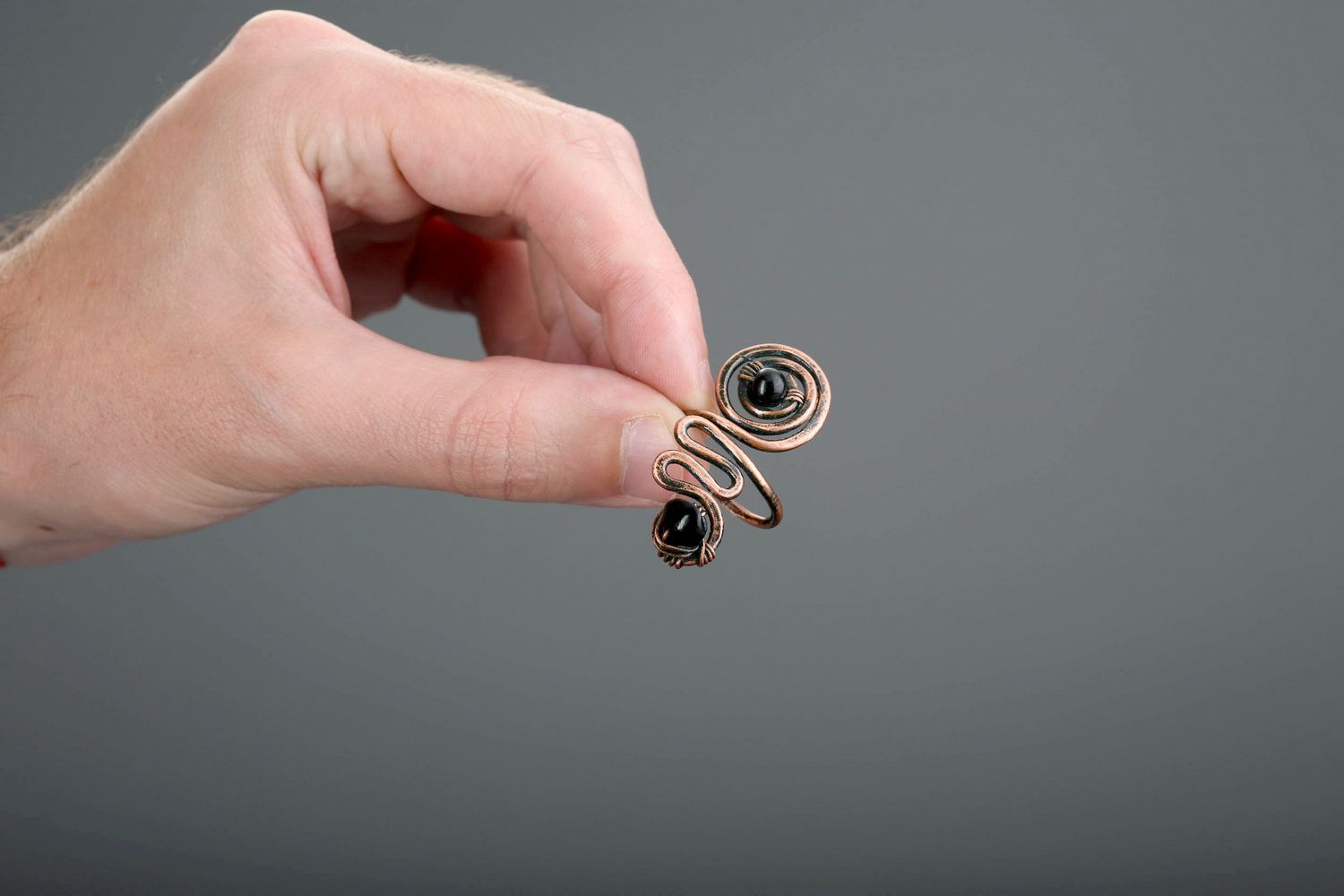 Handgemachter Ring aus Kupfer mit Agat foto 5