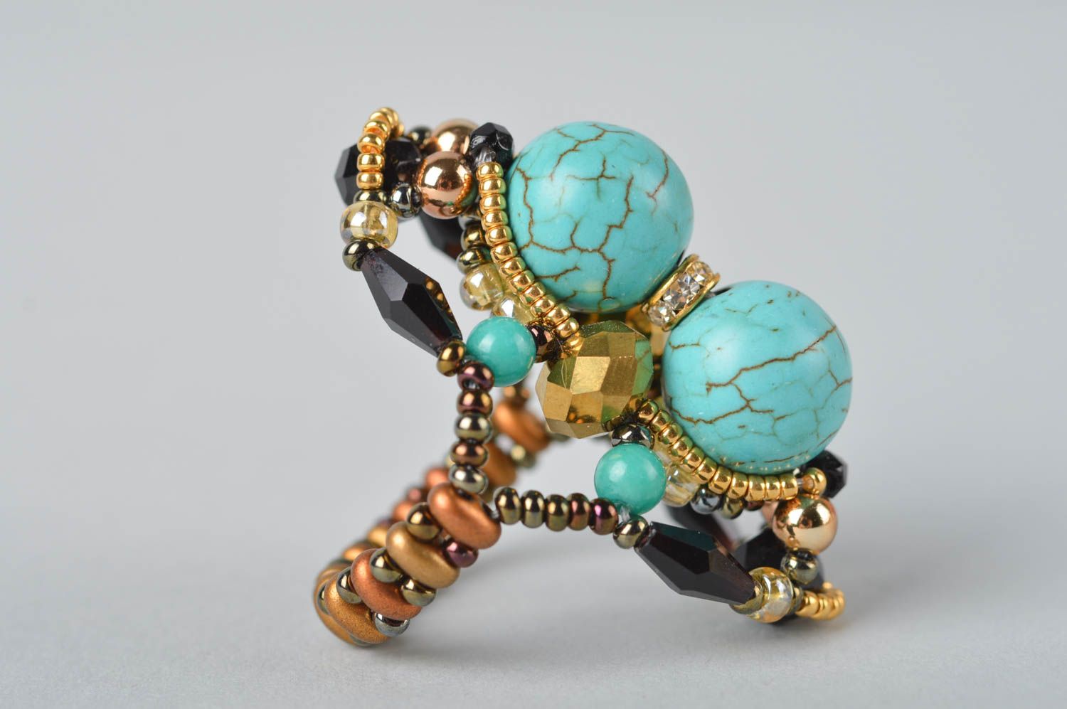 Unusual handmade beaded ring design bead ring artisan jewelry designs gift ideas photo 4