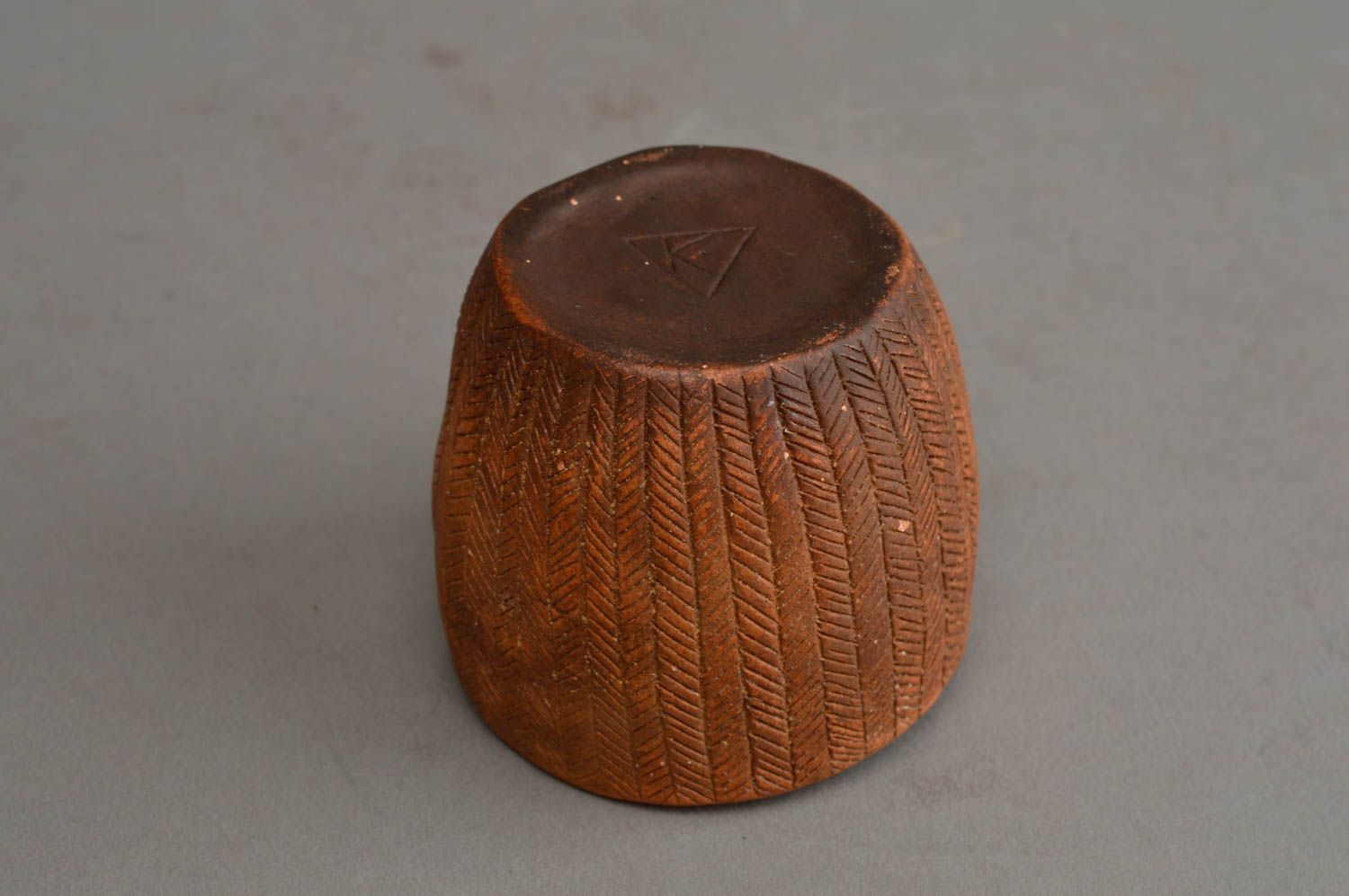 No handle ceramic terracotta shot cup in village style photo 4