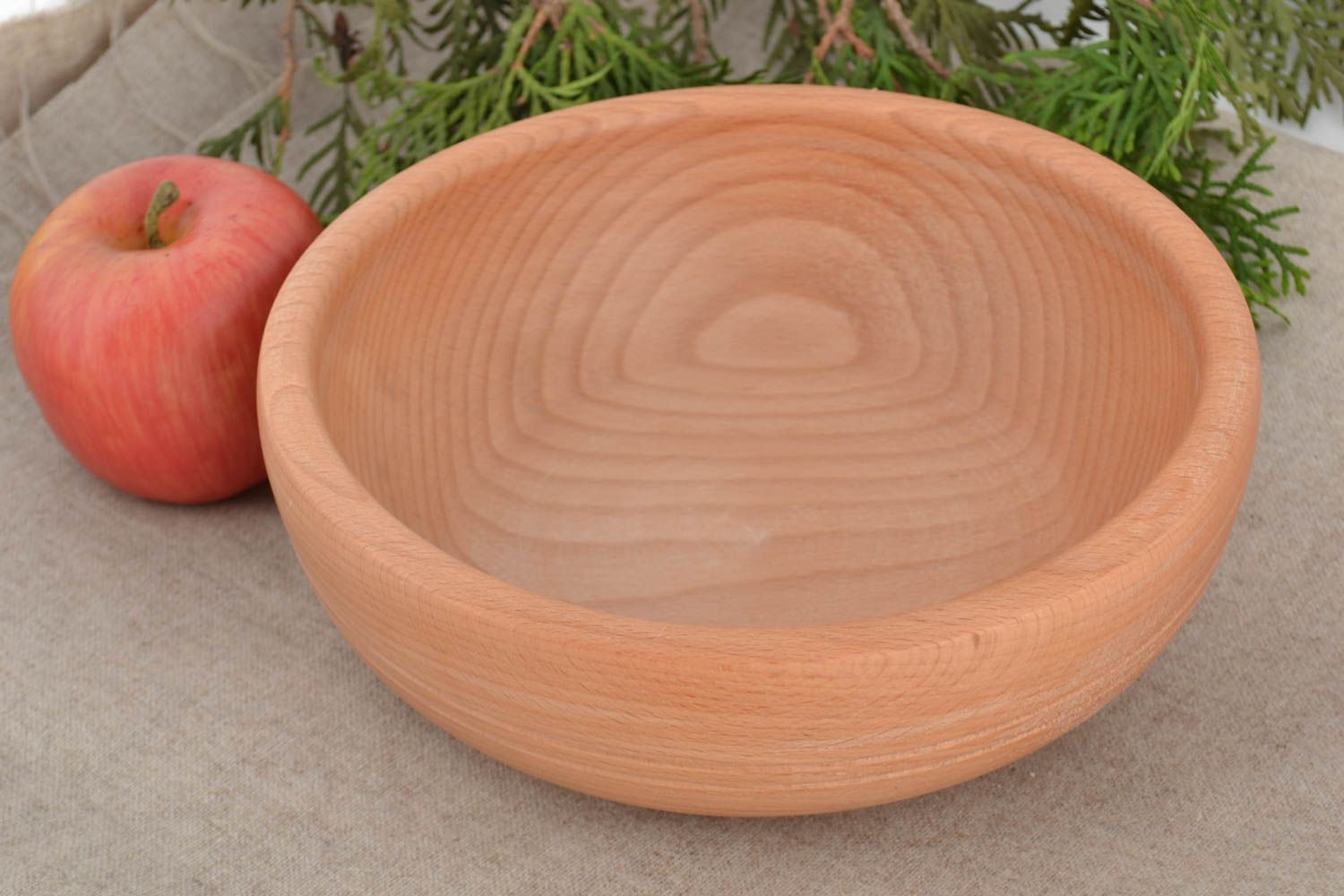 Handmade large eco friendly beech wood deep bowl for serving nuts and fruit photo 1