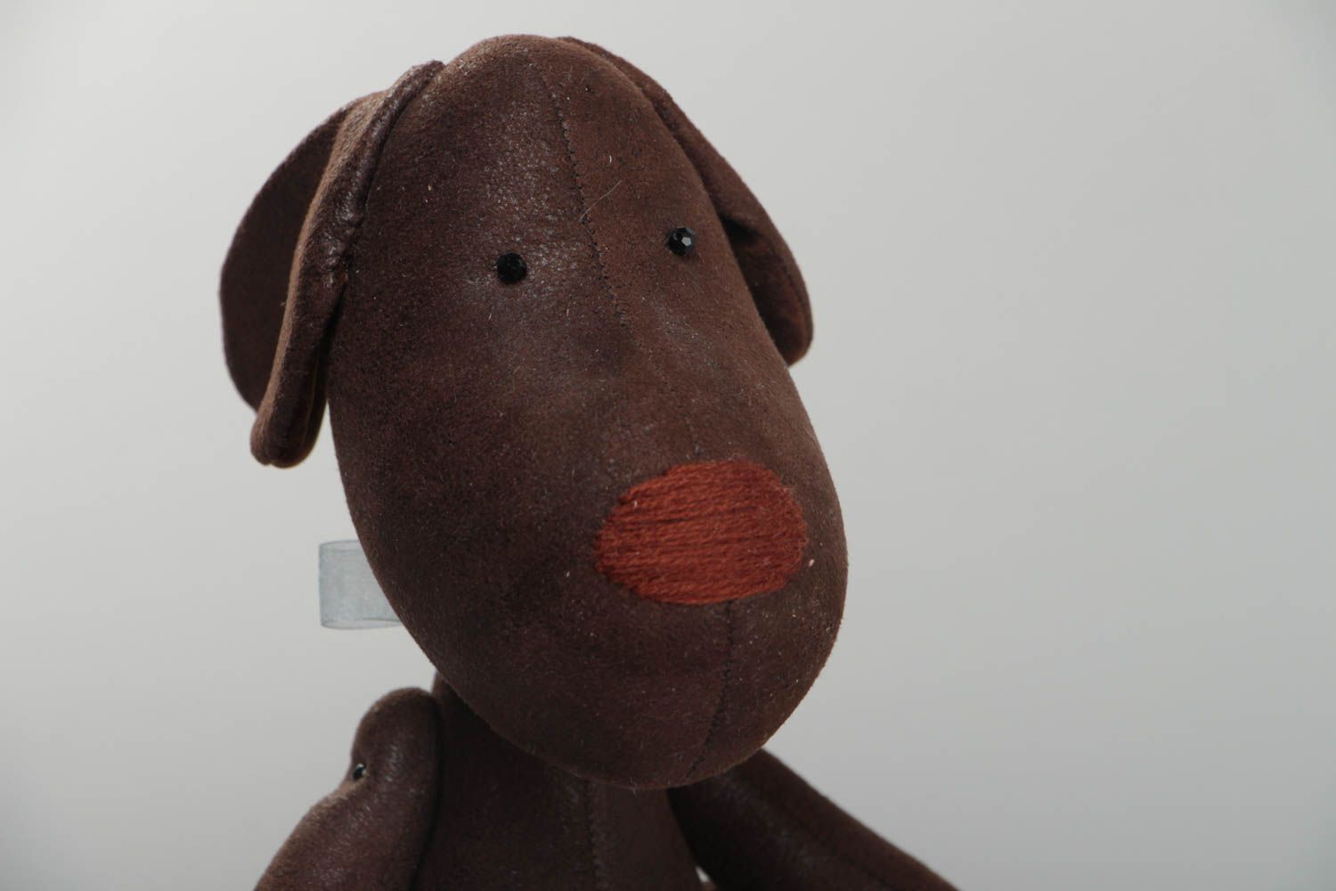 Handmade decorative toy dog made of suede soft beautiful children's present photo 3