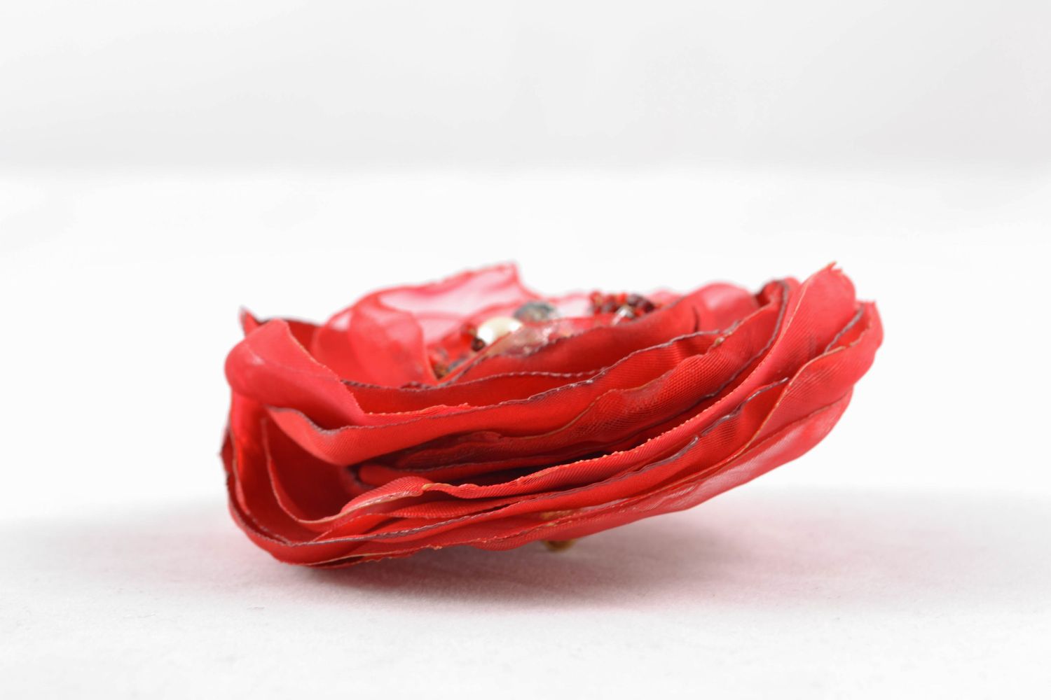 Handmade textile brooch Red Poppy photo 4