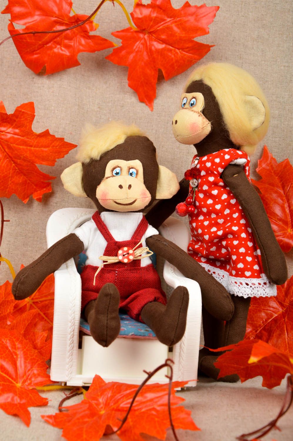 Juguetes de peluche muñecos artesanales decoración de casa regalo original Monos foto 1