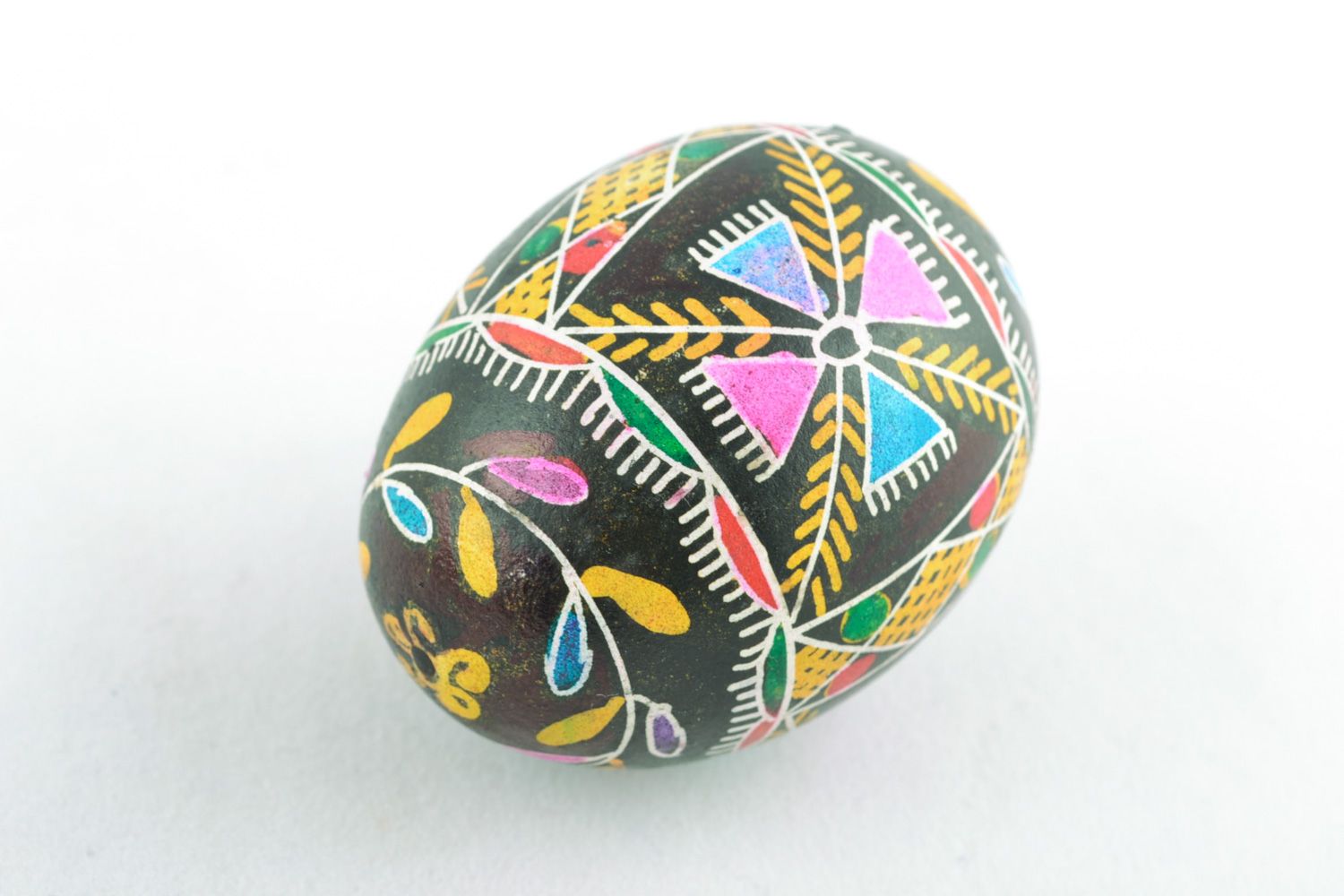 Easter souvenir homemade decorative egg painted with melted wax and aniline dyes  photo 4