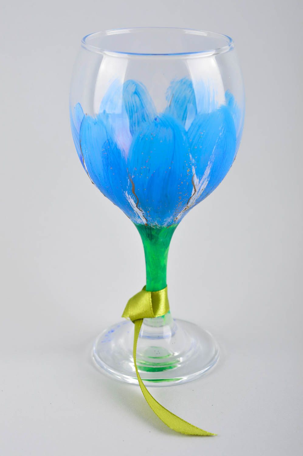 Stylish handmade glass ware painted wine glass stemware ideas small gifts photo 2