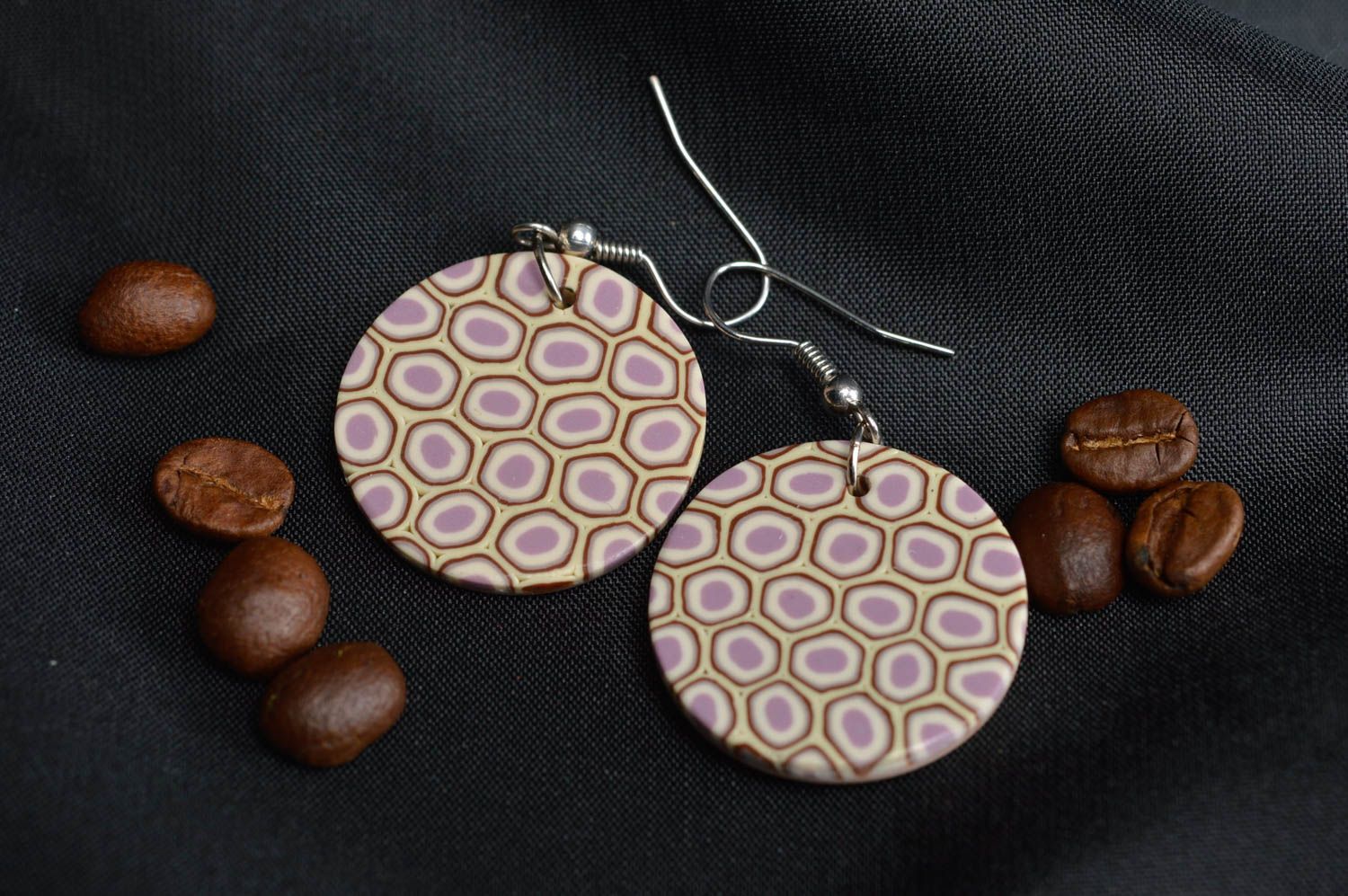 Painted earrings polymer clay accessory handmade plastic earrings with charms photo 1