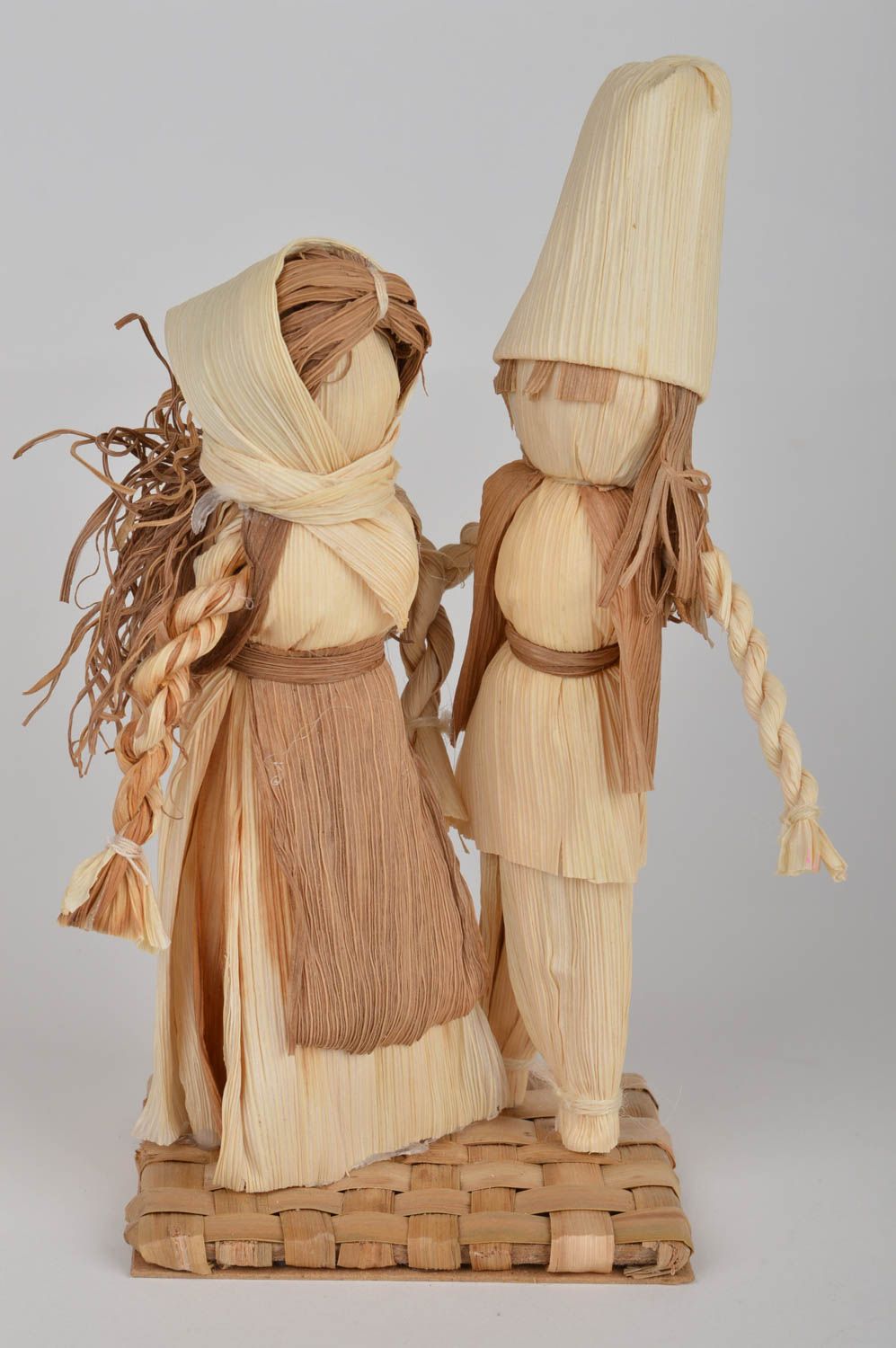 Figurines poupées ethniques faites main 2 pièces écologiques Couple amoureux photo 2