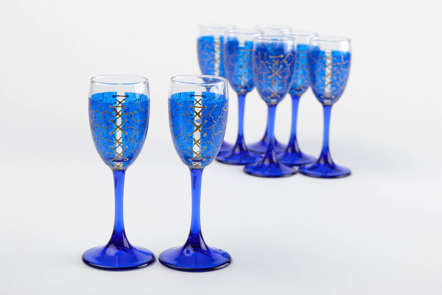 Handmade glass wine glass painted glasses designer tableware stylish glasses photo 5