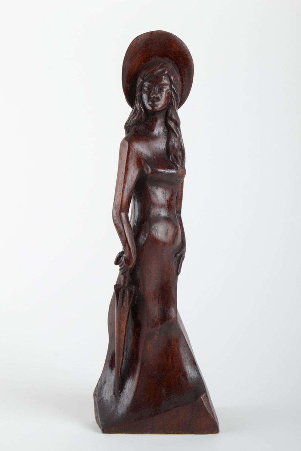 Belle figurine en bois sculptée originale Fille accessoire décoratif fait main photo 5