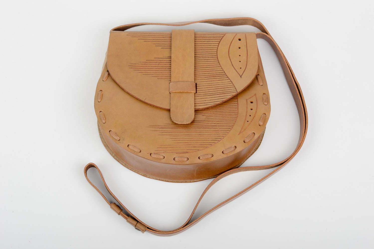 Tasche handgemacht Damen Umhängetasche stilvolle Damentaschen Leder in Braun foto 4