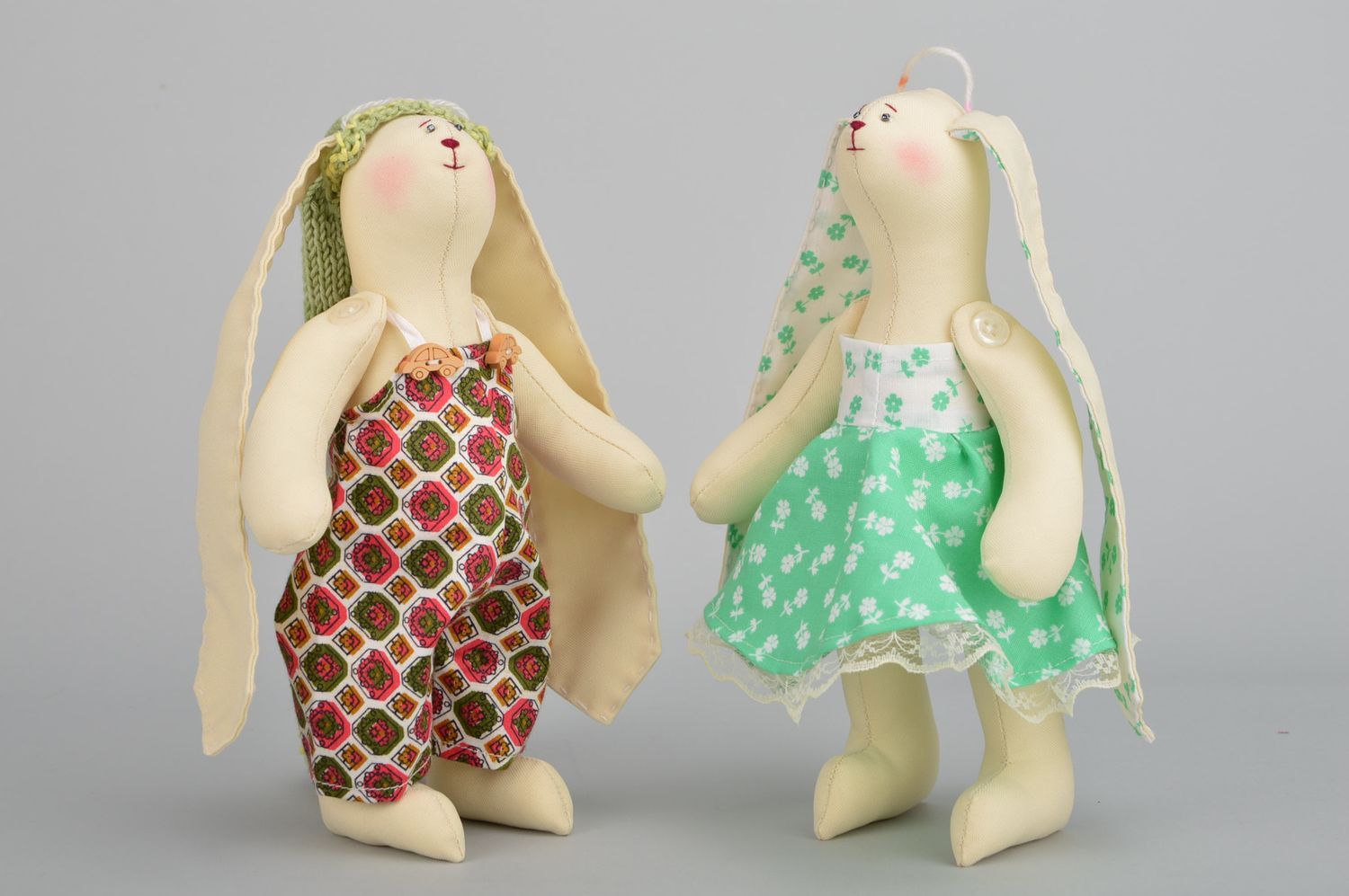conejitos de trapo hechos a mano de algodón juguetes de tela muñecos de peluche foto 4