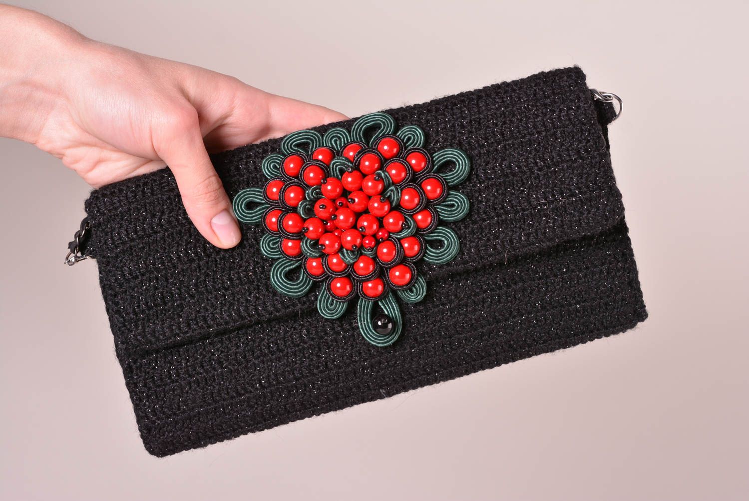 Handmade clutch bag soutache purse for women designer accessories gifts for her photo 2
