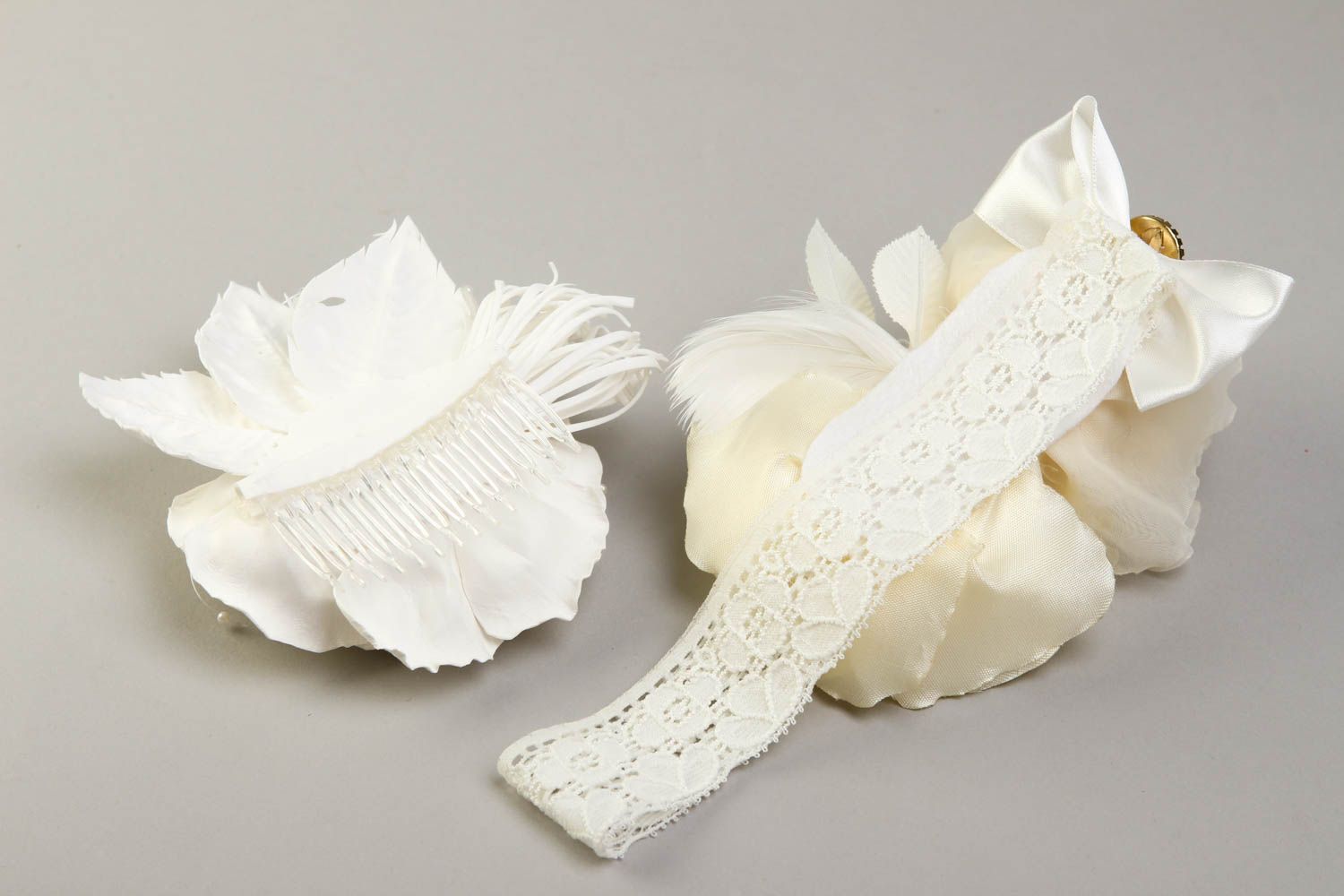 Beautiful handmade head accessories set flower headband hair comb gifts for her photo 4