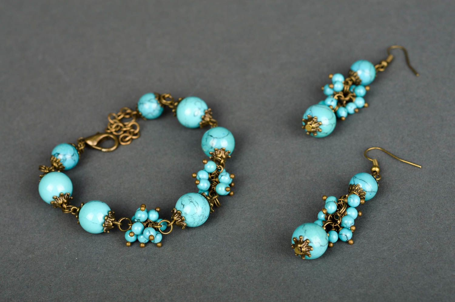 Handmade gemstone jewelry set beaded earrings bracelet designs gifts for her photo 4