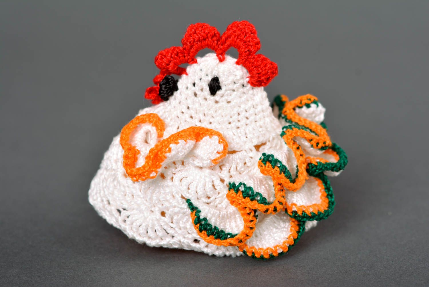 Pull oeuf fait main Couvre-oeuf poule blanche tricot au crochet Déco Pâques photo 1