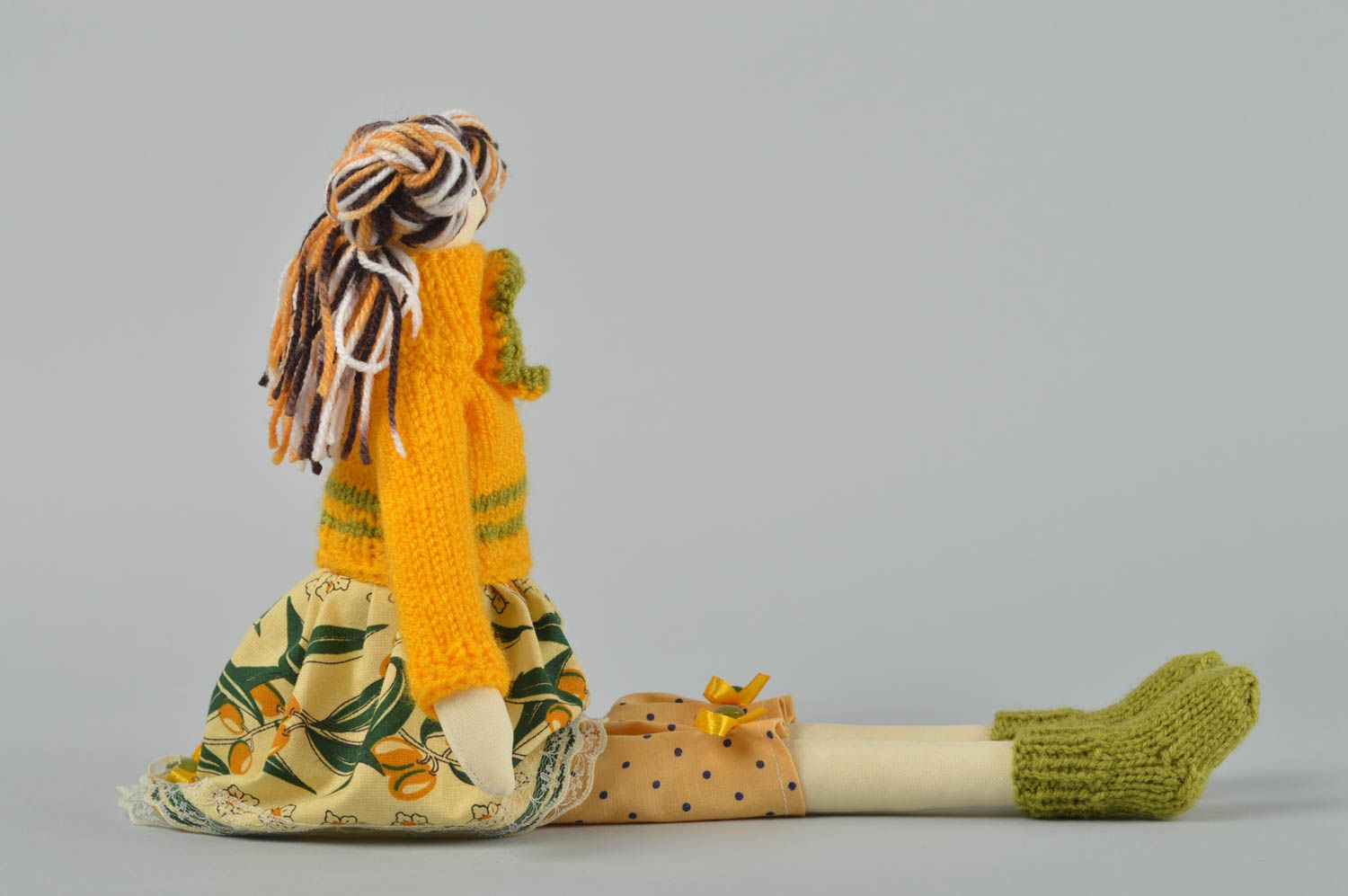 Handmade Haus Dekoration Stoff Puppe Geschenk für Freundin originell in Gelb foto 3