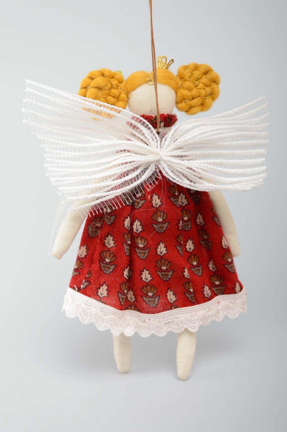 Déco en tissu à suspendre en forme d'ange en coton faite main poupée décorative photo 3