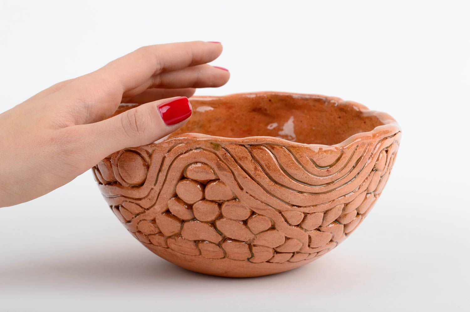 Handmade Keramik Schüssel glasiert Ton Geschirr Küchen Deko künstlerisch foto 2