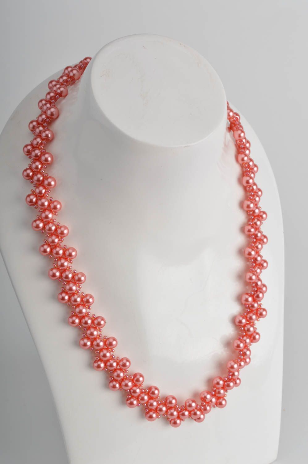 Damen Collier aus Perlen handmade schön mit böhmischen Glasperlen elegant rot foto 3