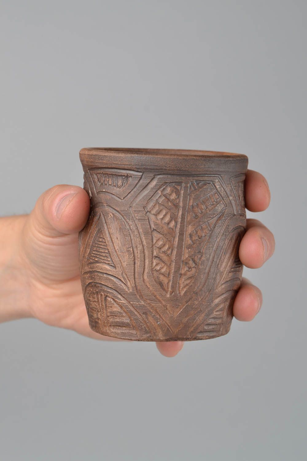 Ceramic coffee cup no handle in brown color 0,42 lb photo 2