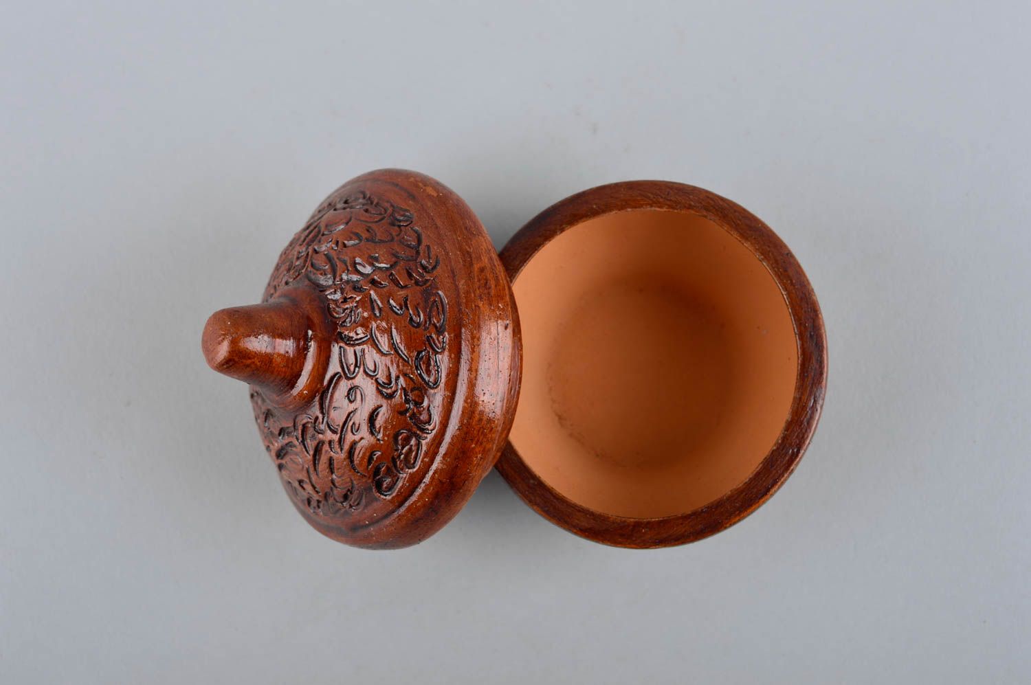 Saliera in ceramica fatta a mano barattolo per sale utensili da cucina
 foto 5