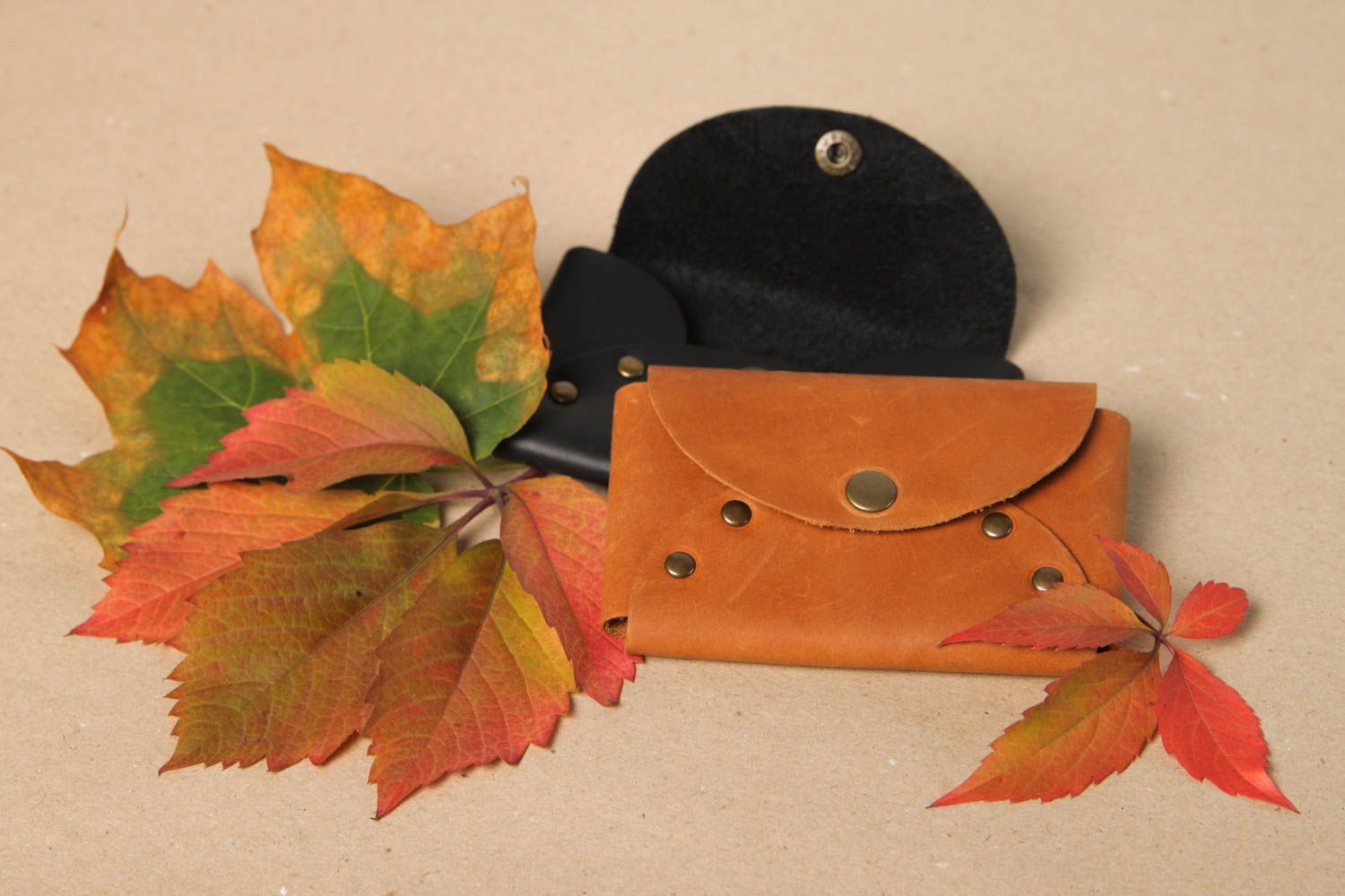Unusual handmade leather card holder business card holder unusual gift ideas photo 1