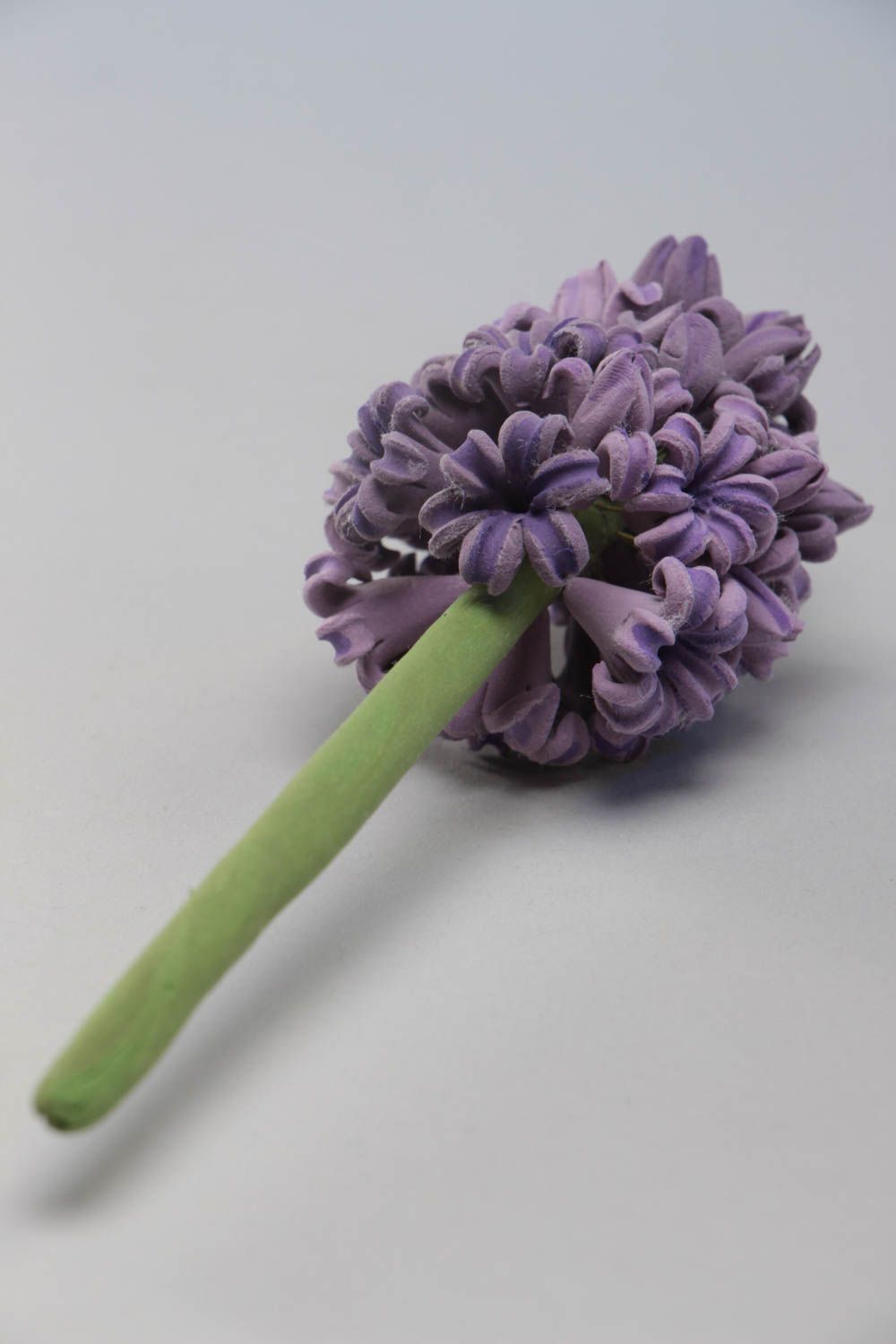 Handmade dekorative Blume Hyazinthe aus Polymerton mit langem Stiel schön foto 3