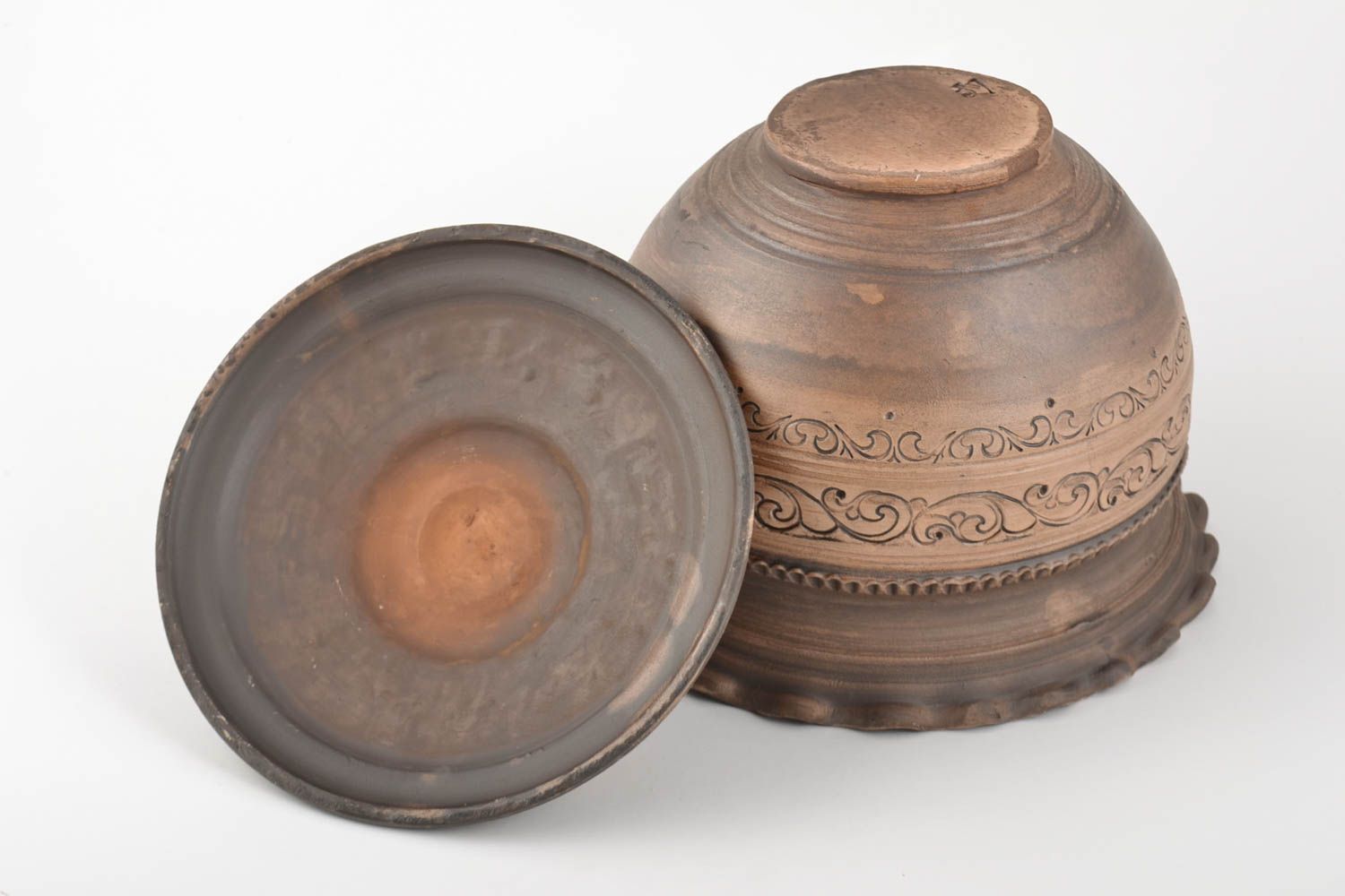 Pot de cuisine en argile fait main original vaisselle avec ornement 4 L photo 4