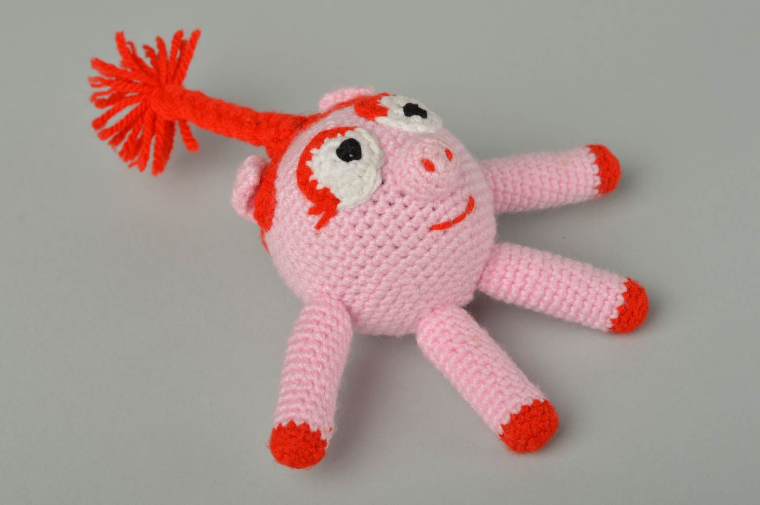 Crocheted piggy toy handmade cotton toy kids soft toy crocheted toy toy for baby photo 4