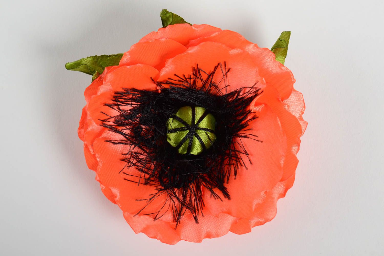 Handmade Blumen Haarspange Geschenk für Frauen Haarspange mit Blume Mohn rot foto 4