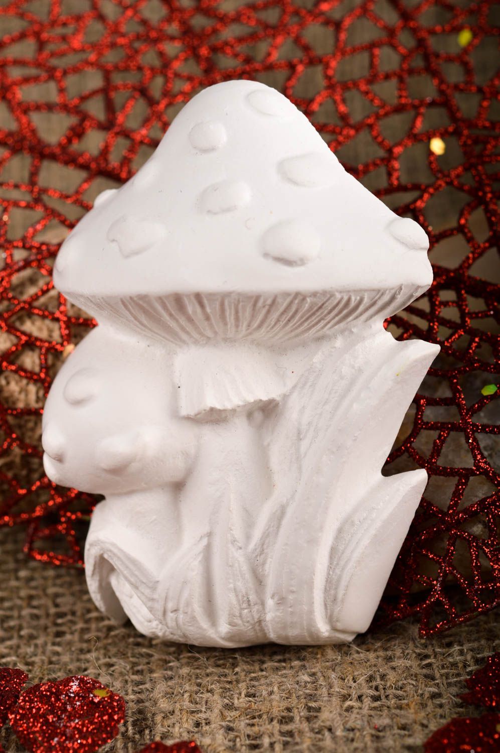 Figurine champignon faite main Figurine en plâtre à peindre Loisirs créatifs photo 1