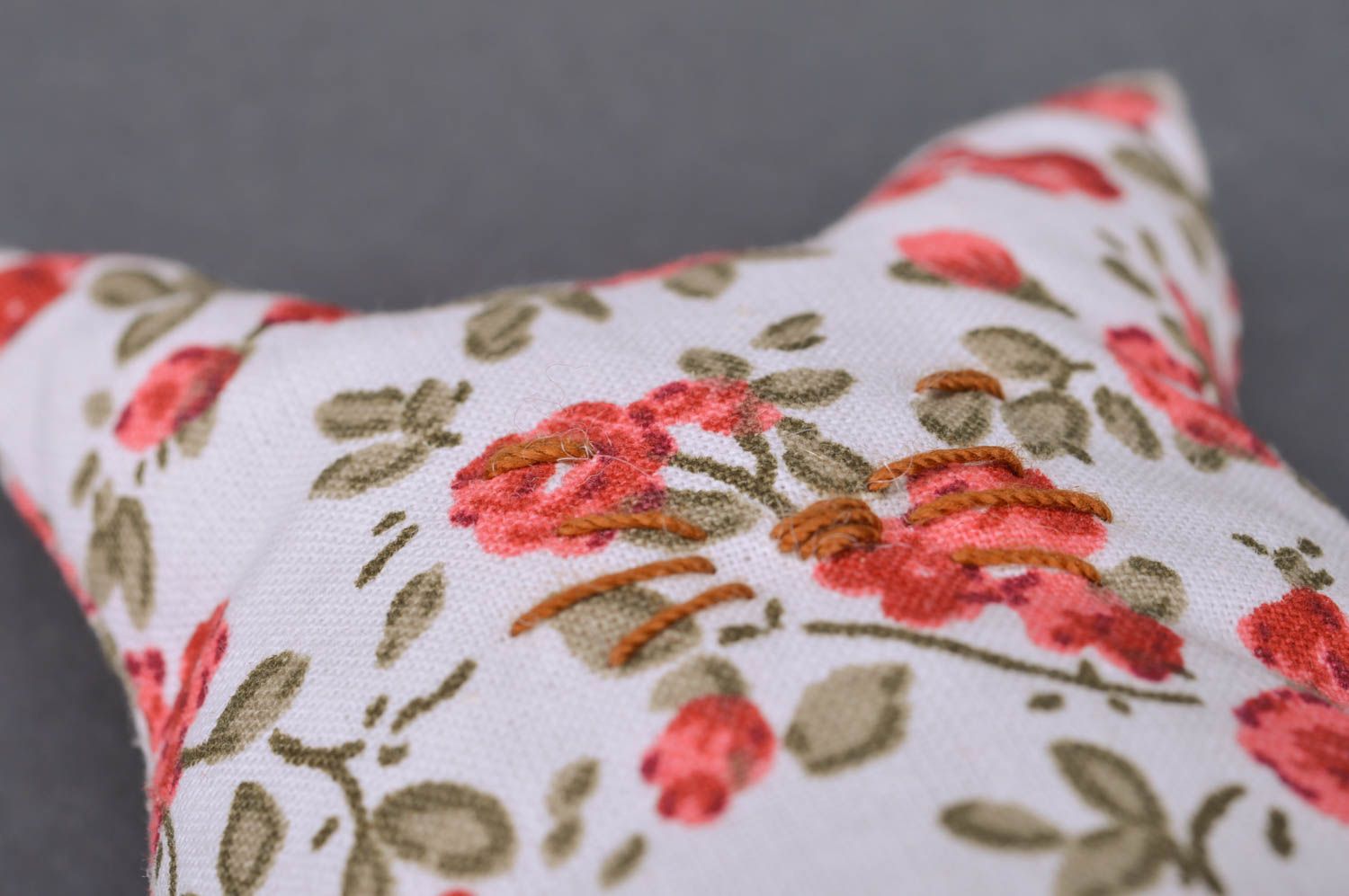Peluche en coton à motif floral chat faite main originale décorative petite photo 4