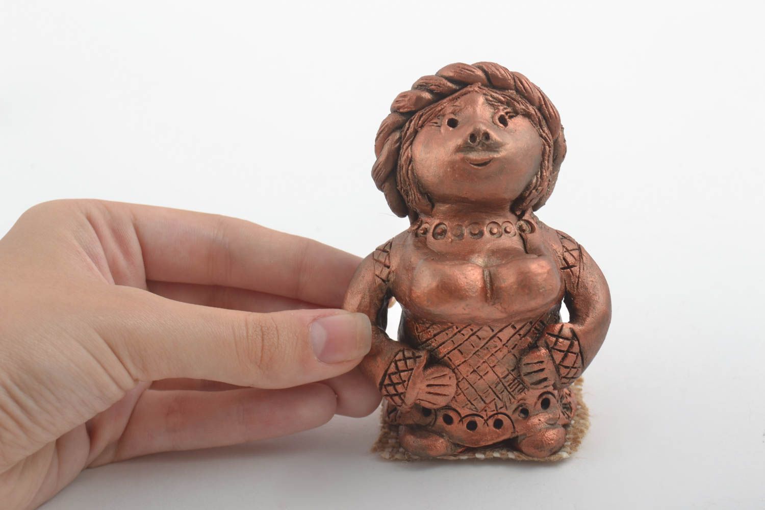 Figurine femme faite main Statuette en argile peinte écolo Décoration maison photo 4