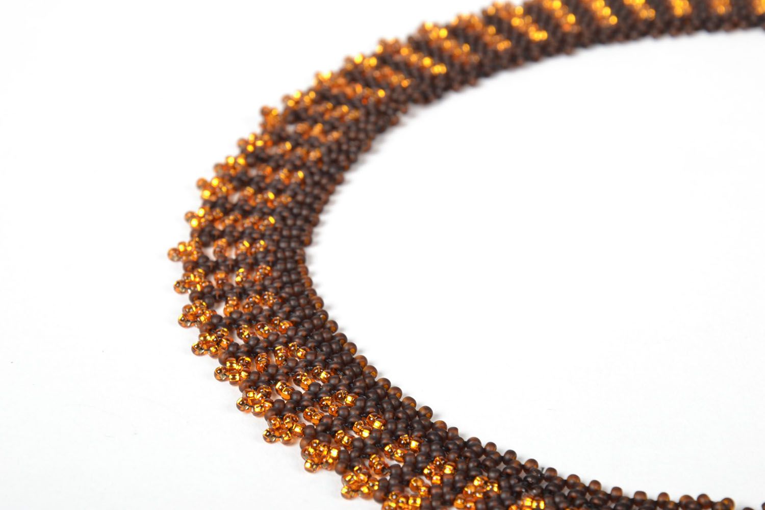 Woven beaded necklace Black Gold photo 3