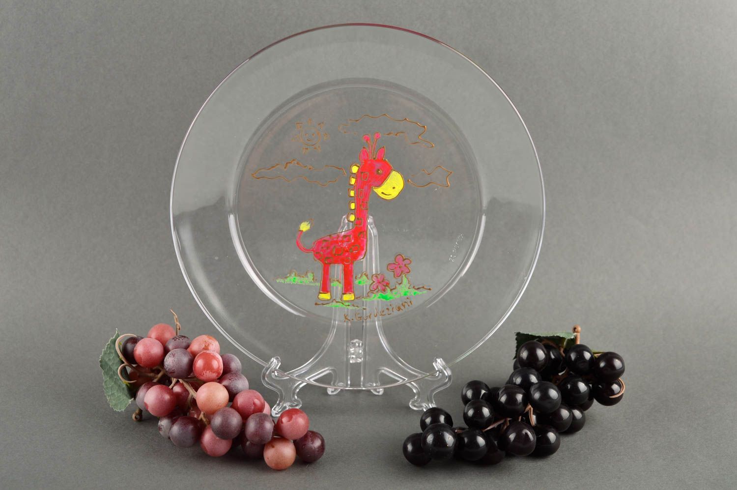 Plato de vidrio hecho a mano decorado utensilio de cocina menaje del hogar foto 1