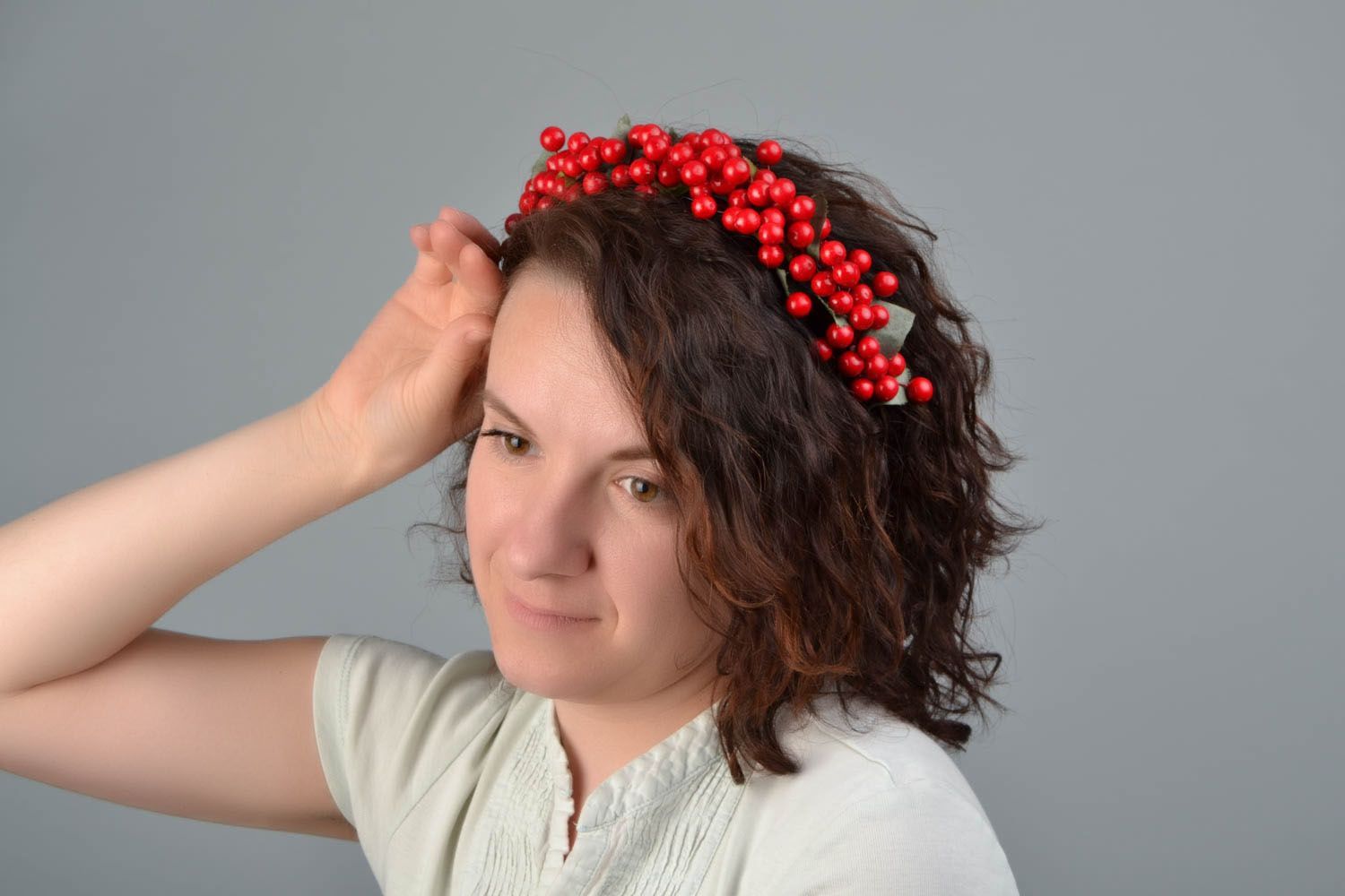 Beautiful headband with raspberry photo 1