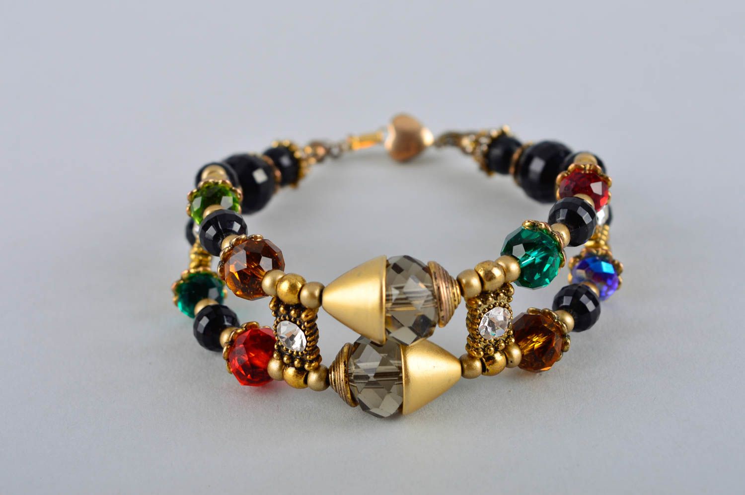 Parure collier bracelet Bijoux faits main noirs cristaux strass Cadeau femme photo 5
