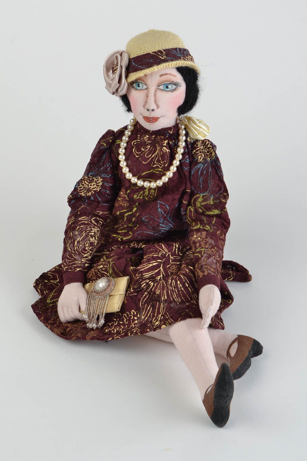 Designer handmade Puppe aus Textil für Kinder und Interieur handgeschaffene Anna foto 3